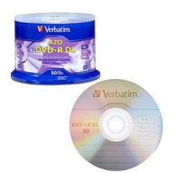 VERBATIM DVD+R Dl Azo 8.5GB 8X-10X Branded Double Layer Recordable Disc, 50 Disc 97000