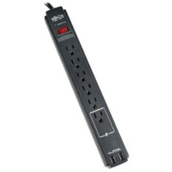 TRIPP LITE 6 Outlet Surge Protector Power Strip 6Ft Cord 990 Joules Dual USB Charging Lifetime Warranty & $20K Insurance