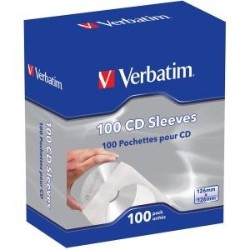 VERBATIM CD/dvd Paper Sleeves With Clear Window 100 Pack 49976