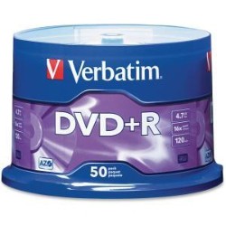 VERBATIM 4.7GB Up To16X Branded Recordable Disc DVD+R 50 Disc Spindle 95037