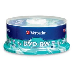 VERBATIM Moq:6 DVD-Rw 4.7GB 4X Brn-Surface 30Pk Spindle 95179