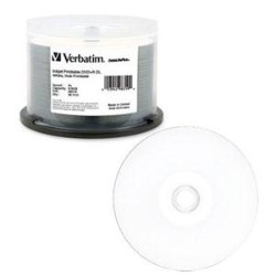 VERBATIM DVD+R Dl 8.5GB 8X Datalifeplus Inkjet Printable, Hub Printable, 50 Disc Spindle 98319 In White