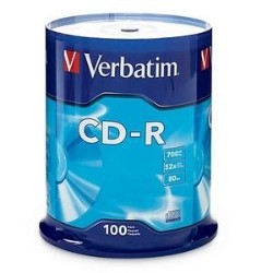 VERBATIM 100Pk CD-R 80Min 700Mb 52X Branded Surface 100Pk Spindle 94554