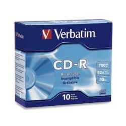 VERBATIM 700Mb 52X Branded 10 Packs Slim Case Disc Model 94935 Retail