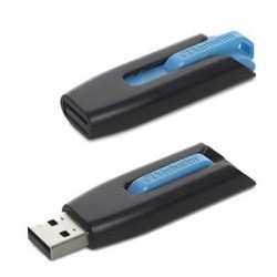 VERBATIM 16GB Store 'n' Go V3 USB 3.0 Flash Drive, Black/blue 49176