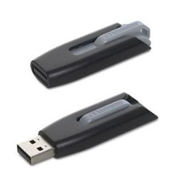 VERBATIM 32GB Store 'n' Go V3 USB 3.0 Flash Drive, Black/gray Model 49173