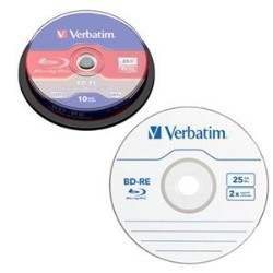 VERBATIM 43694 Blu-Ray Rewritable Media Bd-Re 2X 25 GB 10 Pack Spindle