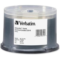 VERBATIM 700Mb 52X Ultralife Archival Grade Recordable Disc CD-R, 50-Disc Spindle 96159 In Gold