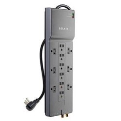 BELKIN Be112230-08 8 Feet 12 Outlets 3780 Joules Surge Protector With Telephone And Coaxial Protection