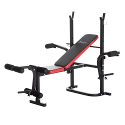 SOOZIER Adjustable Weight Bench \w Leg Developer Barbell Rack for Weight Lifting And Strength Training Multifunctional Bench Press Workout Station