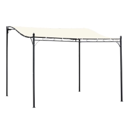 OUTSUNNY 10'x10' Steel Pergola Gazebo Canopy Patio Outdoor Portable Sun Shelter Door Porch Cover Cream In White