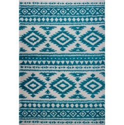 LA DOLE RUGS Damask Trellis Ivory Area Rug 6'5" X 9'5" In Turquoise