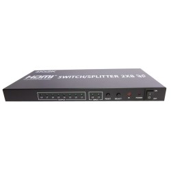 AXGEAR HDMI 2X8 3D True Matrix Switch Splitter 2 In 8 Out HD Display Selector W/ Remote 4K