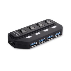 AXGEAR USB 3.0 Hub 4 Port High Speed Data Transfer With Power Adapter