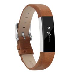 STRAPSCO Genuine Leather Replacement Strap Band for Fitbit Alta & Hr In In Tan