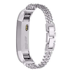 STRAPSCO Chain Link Bracelet Band Strap for Fitbit Alta & Hr In Sliver