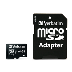 VERBATIM Pro U3 64GB 90Mb/s Class 3 Microsdxc Memory Card (47042)
