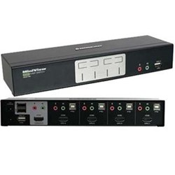 IOGEAR 4-Port HDMI Multimedia Kvm Switch With Audio, USB 2.0 Hub And HDMI Kvm Cables Gcs1794