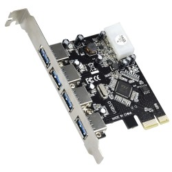 AXGEAR 4 Port 5GBps USB3.0 PCi-E PCi Express Card Adapter for Window Xp Vista 7 8