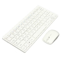 AXGEAR Wireless 2.4G Mini Keyboard Mouse Combo Cordless Slim Design for Desktop Laptop In White