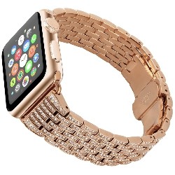 STRAPSCO Rhinestone Bracelet Replacement Strap Band for 38MM Apple Watch In Rose In Gold