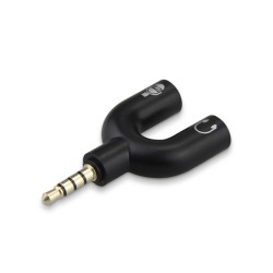 AXGEAR 3.5MM Splitter Audio Jack Adapter 4 Position Stereo Cable Split Cell Phone to Microphone And Music In Black