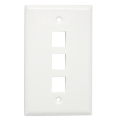 AXGEAR 3 Port Keystone Wall Plate Single Gang Standard Size Rj45 Jack Modular Insert Cat5E Cat6 Ethernet Port In White