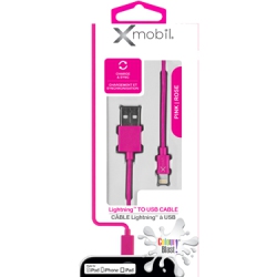 XMOBIL Colour Blast Charge & Sync Lightning Cable 3Ft Mfi In Pink