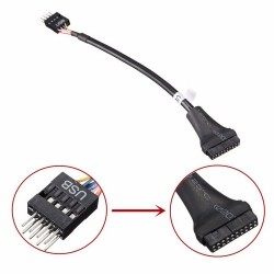 AXGEAR USB 3.0 20-Pin Header Female to USB 2.0 9-Pin Male Adapter Converter Wire Cable