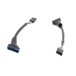 AXGEAR New Portable USB 3.0 20-Pin Header Male to USB 2.0 9-Pin Female Adapter In Black