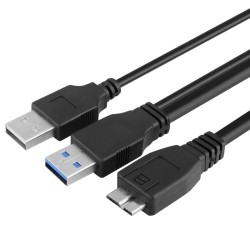 AXGEAR USB 3.0 A Male to Micro USB 3 Y Cable With USB Power Connect for 2.5 Mobile HDD