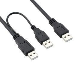 AXGEAR Brand New USB 2.0 A Male to 2 X A Male Y Splitter Cable Cord for Power Data Sync