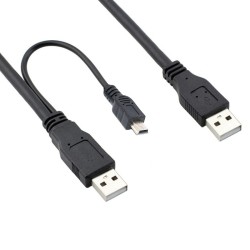 AXGEAR USB 2.0 Male to Mini 5 Pin Y Cable Data And Power Cable for Hard Disk Drive