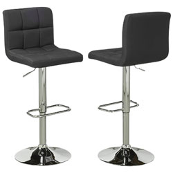 Tabouret De Bar Contemporain À Hauteur Réglable - Ensemble De 2 - Noir