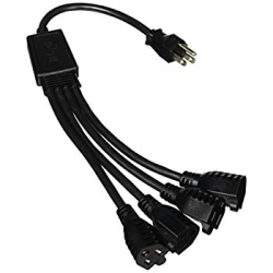 CABLES TO GO C2G 29803 16 Awg 1-To-4 Power Cord Splitter (Nema 5-15P to 4 Nema 5-15R) Taa Compliant (18 Inch) In Black