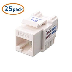 CABLE MATTERS [Ul Listed] 25-Pack Cat6 Rj45 Keystone Jack In And Keystone Punch-Down Stand In White