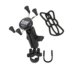 RAM MOUNT Ram Handlebar Rail Mount With Zinc Coated U-Bolt Base And Universal X-Gripâ„¢ Cell Phone Holder