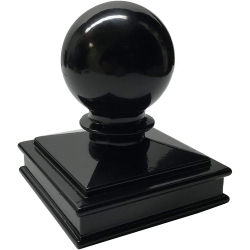 DECOREX HARDWARE Aluminium Ball Top Post Cap for 3" X 3" Metal Posts - Pressure Fit - In Black