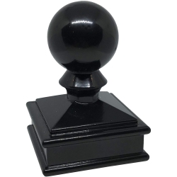 DECOREX HARDWARE Aluminium Ball Top Post Cap for 2" X 2" Metal Posts - Pressure Fit - In Black