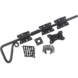 NUVO IRON Antique Look Colonial Cane Bolt 24" for Garage Shed Wood Door In Black