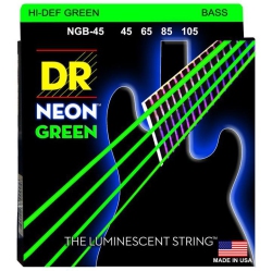 DR HANDMADE STRINGS Neon Coated Bass Strings, Medium (45-105) In Green