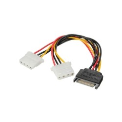 AXGEAR Us Seller SATA Power 15 Pin to Dual 4-Pin Molex Conncetor Y Splitter Cable Cord