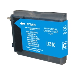 GOTONERS Generic Packaged Brother New Compatible Lc51C Xl High Yield Inkjet Cartridge for Dcp-155/330/540/750, Mfc-230/460/465/665/680/5460 In Cyan