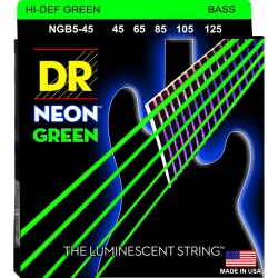 DR STRINGS Dr Ngb5-45 Hidef Neon Coated Bass Guitar Strings - Medium 45-125 In Green