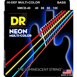 DR HANDMADE STRINGS Neon Multi-Color Coated Bass Strings, Light (40-100)