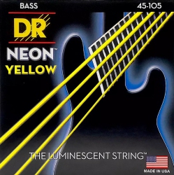 DR HANDMADE STRINGS Neon Coated Bass Strings, Medium (45-105) In Yellow