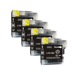 GOTONERS Generic Packaged 4Pk Brother New Compatible Lc61Bk Standard Yield Inkjet Cartridges for Dcp-385/585/j220/j415, Mfc-790/990/5490/5890