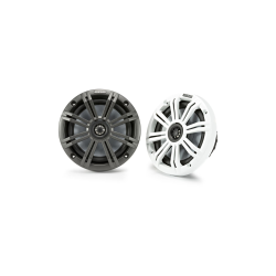 KICKER 45Km65 6.5" 2-Way 4 Ohm Marine Coaxial Speakers With Charcoal And Grilles (Pair) In White