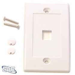 SAE Keystone Wall Plate One Port Single Plate Wall Plate, White, 10 Per Pack