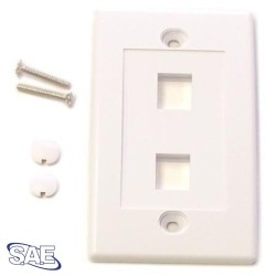 SAE Keystone Wall Plate Two Port Single Plate Wall Plate, White, 10 Per Pack